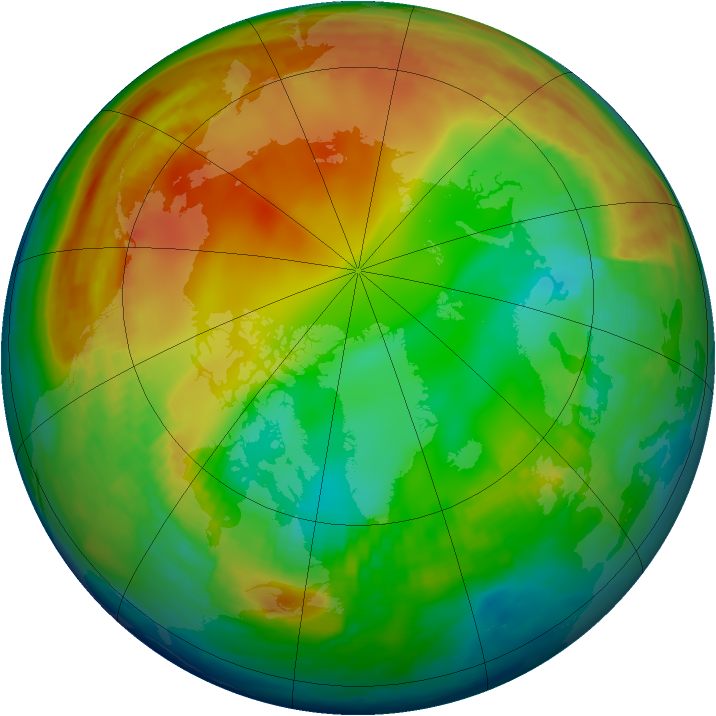 Arctic ozone map for 14 January 1998